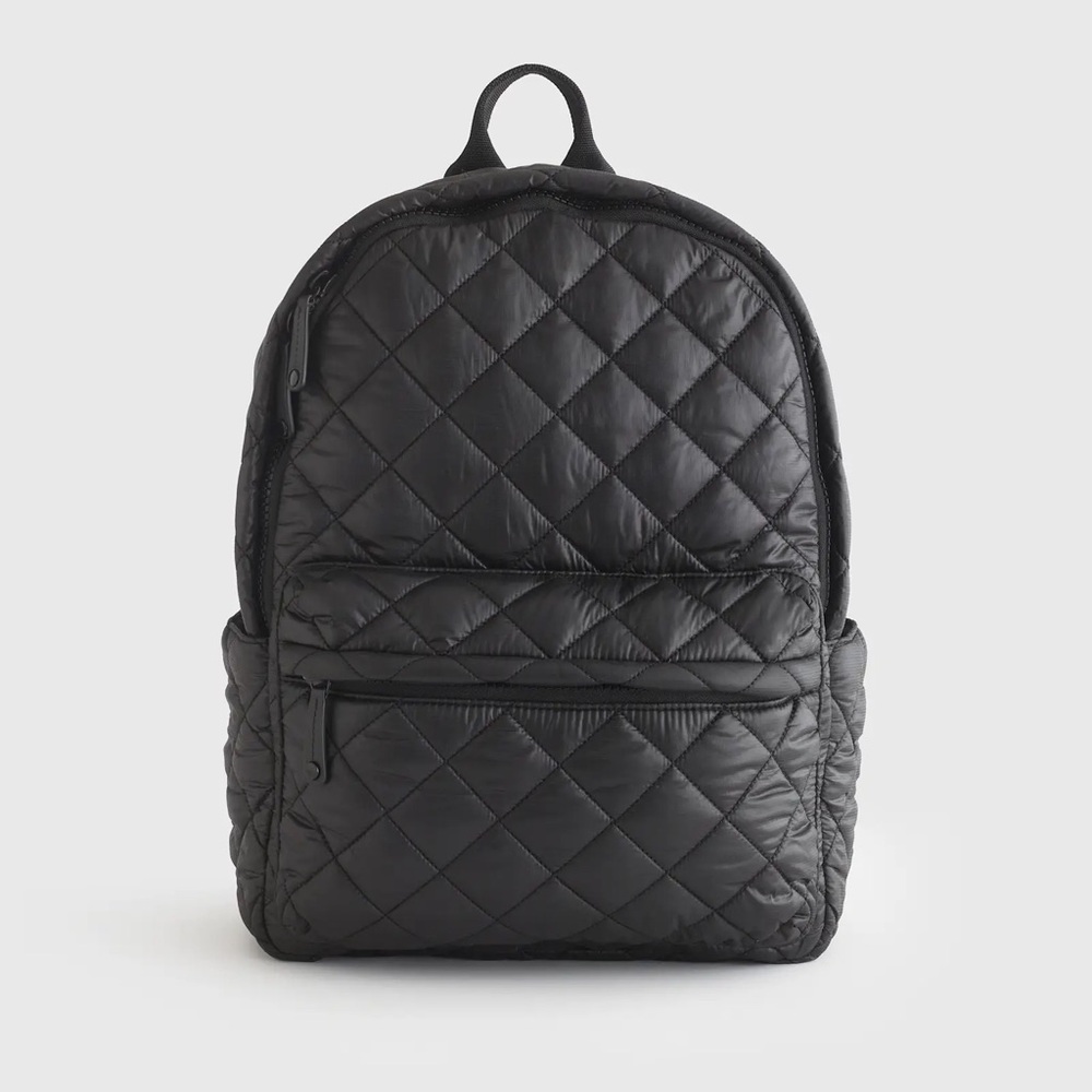 Quince Black Transit Quilted Commuter Backpack